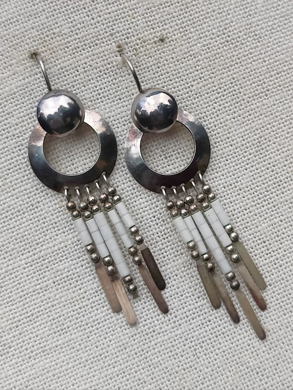 Vintage Sterling Silver Native American Earrings - Picture 2 of 5